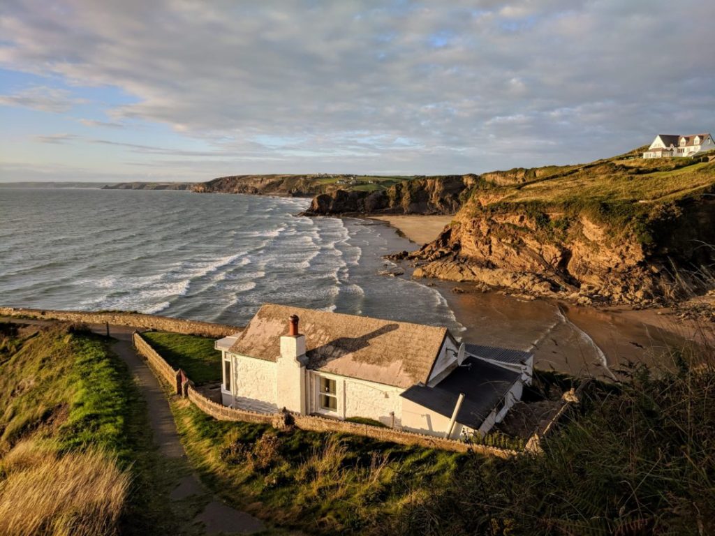 Aerial photograph showing house on the coast.