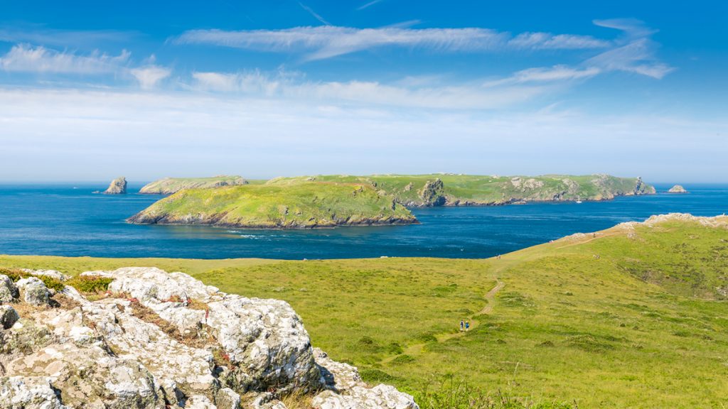 Skomer Island from the mainland, Pembrokeshire, Wales, UK