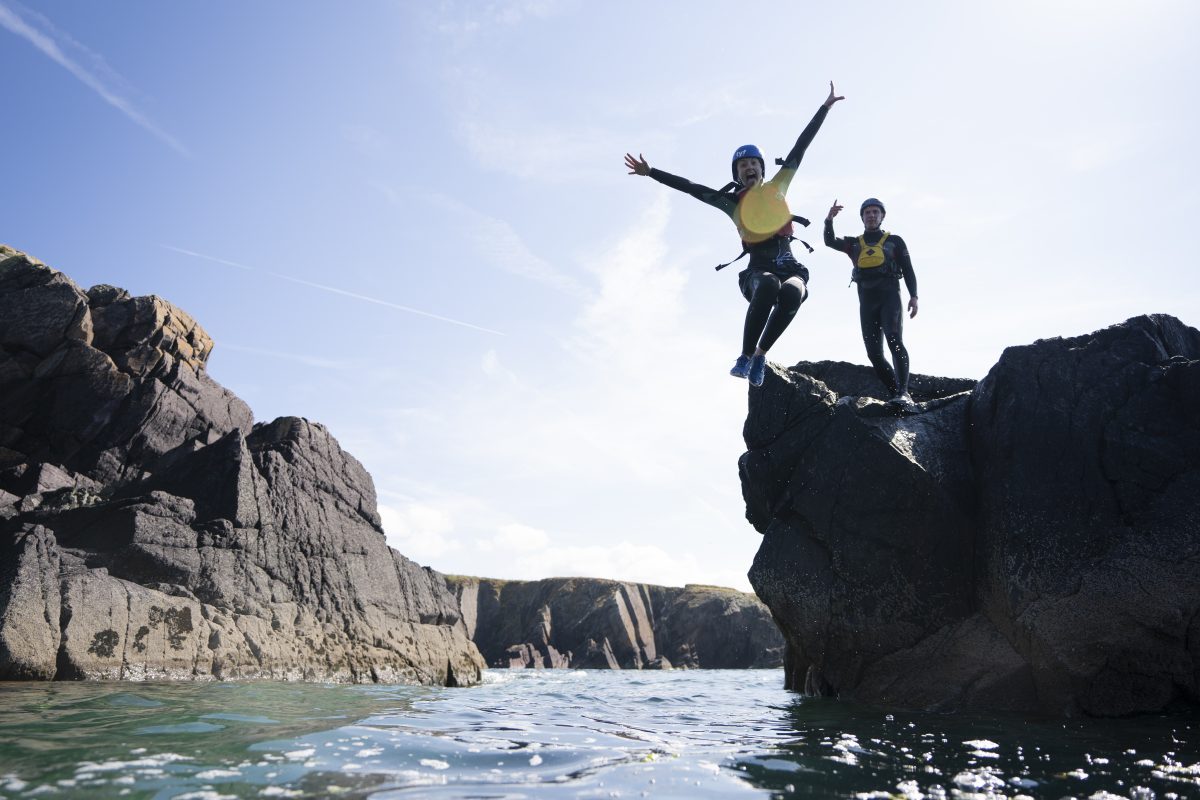 Coasteering at Porth Clais