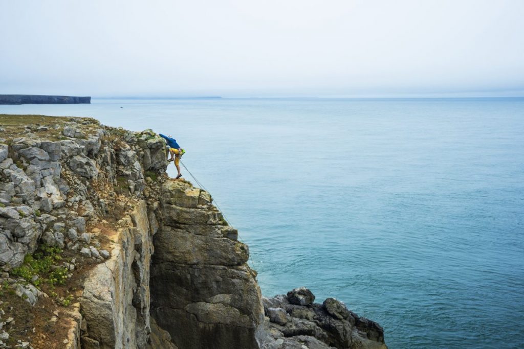 Climbing at St Govan's in the Pembrokeshire Coast National Park