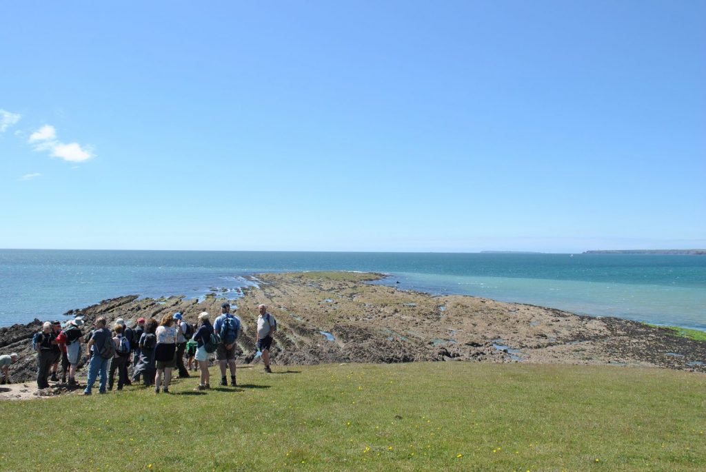 Walkers on the Castlemartin Range in the Pembrokeshire Coast National Park, Wales, Uk