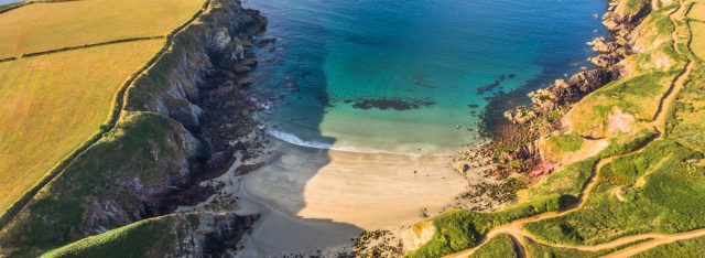 Aerial photo of Caerfai Bay near St Davids, Pembrokeshire, Wales, UK