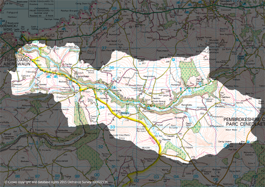 Map of the Gwaun Valley catchment (C) Crown Copyright