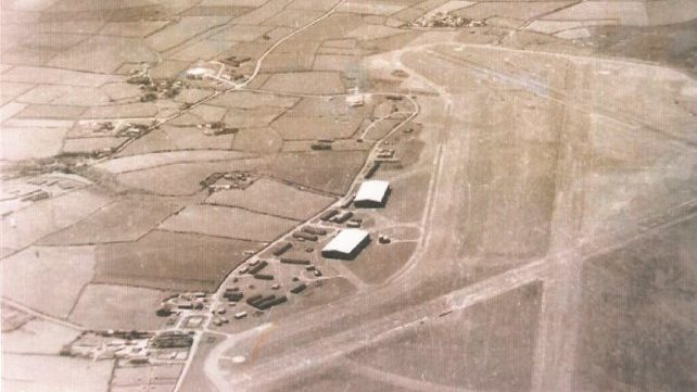 Historical Black and white image of St Davids Airfield, Pembrokeshire, Wales, UK