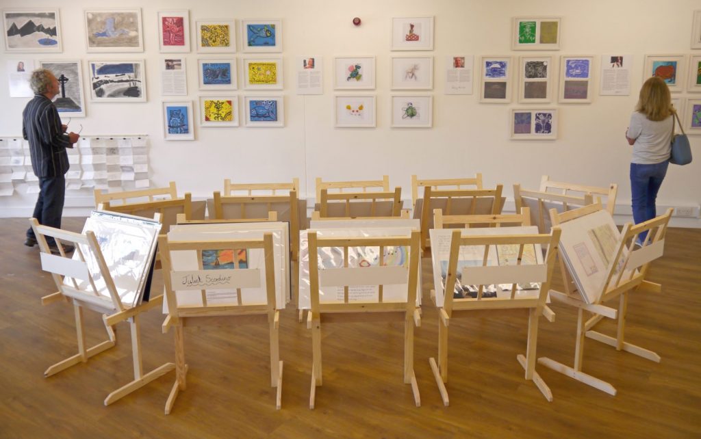 Exhibition in the St Davids Room at Oriel y Parc Gallery and Visitor Centre in St Davids, Pembrokeshire Coast National Park, Wales, UK