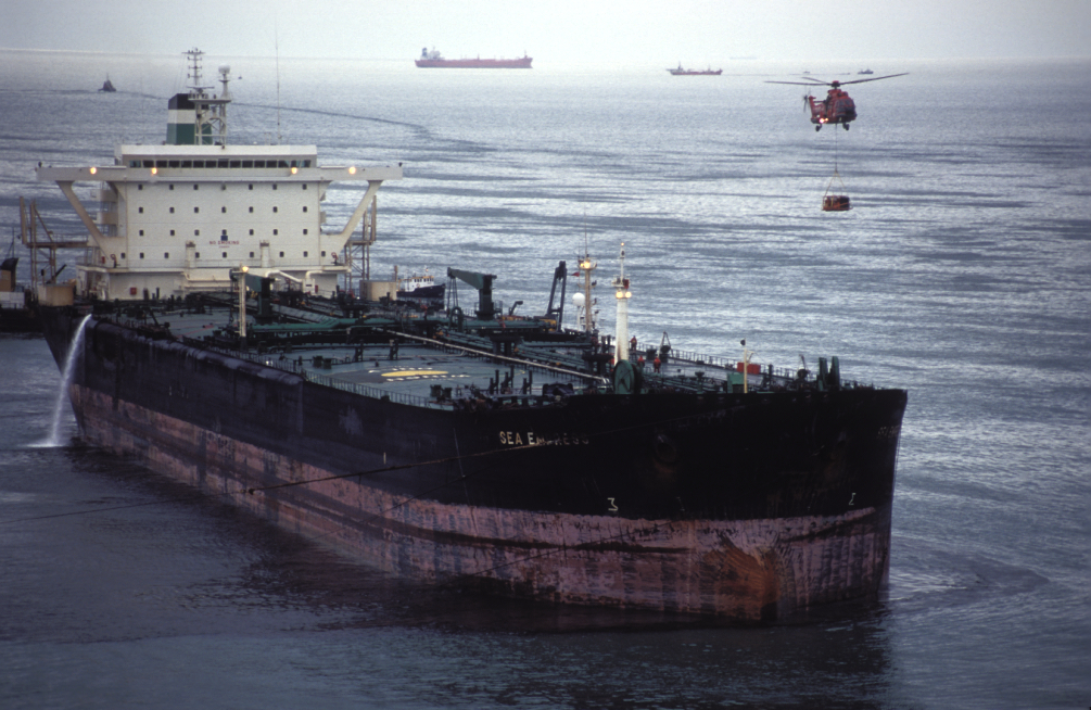 Sea Empress, which became grounded on mid-channel rocks at St. Ann's Head off the Pembrokeshire Coast on 15 February 1996