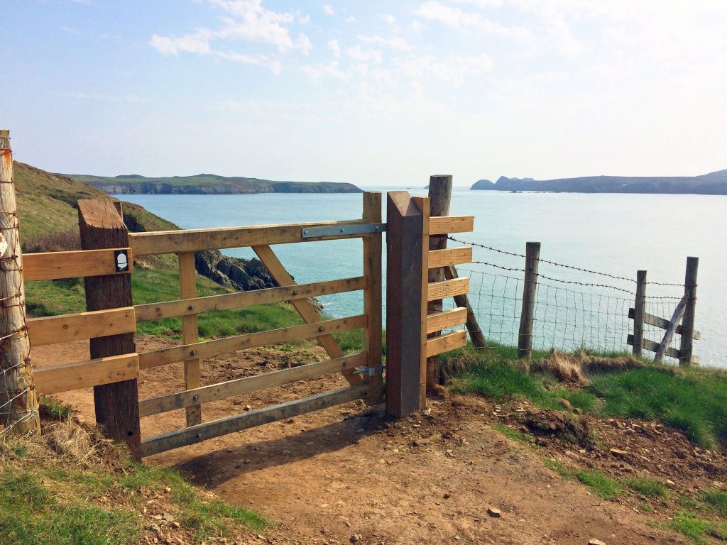 Coast Path gate , Pembrokeshire Coast National Park, Wales, UK