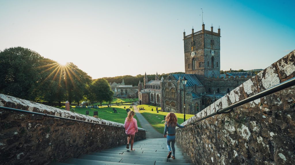 Steps down to St Davids Cathedral