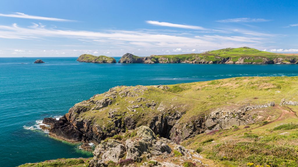 View across to Ramsey Island from the Pembrokeshire Coast Path National Trail at Treginnis