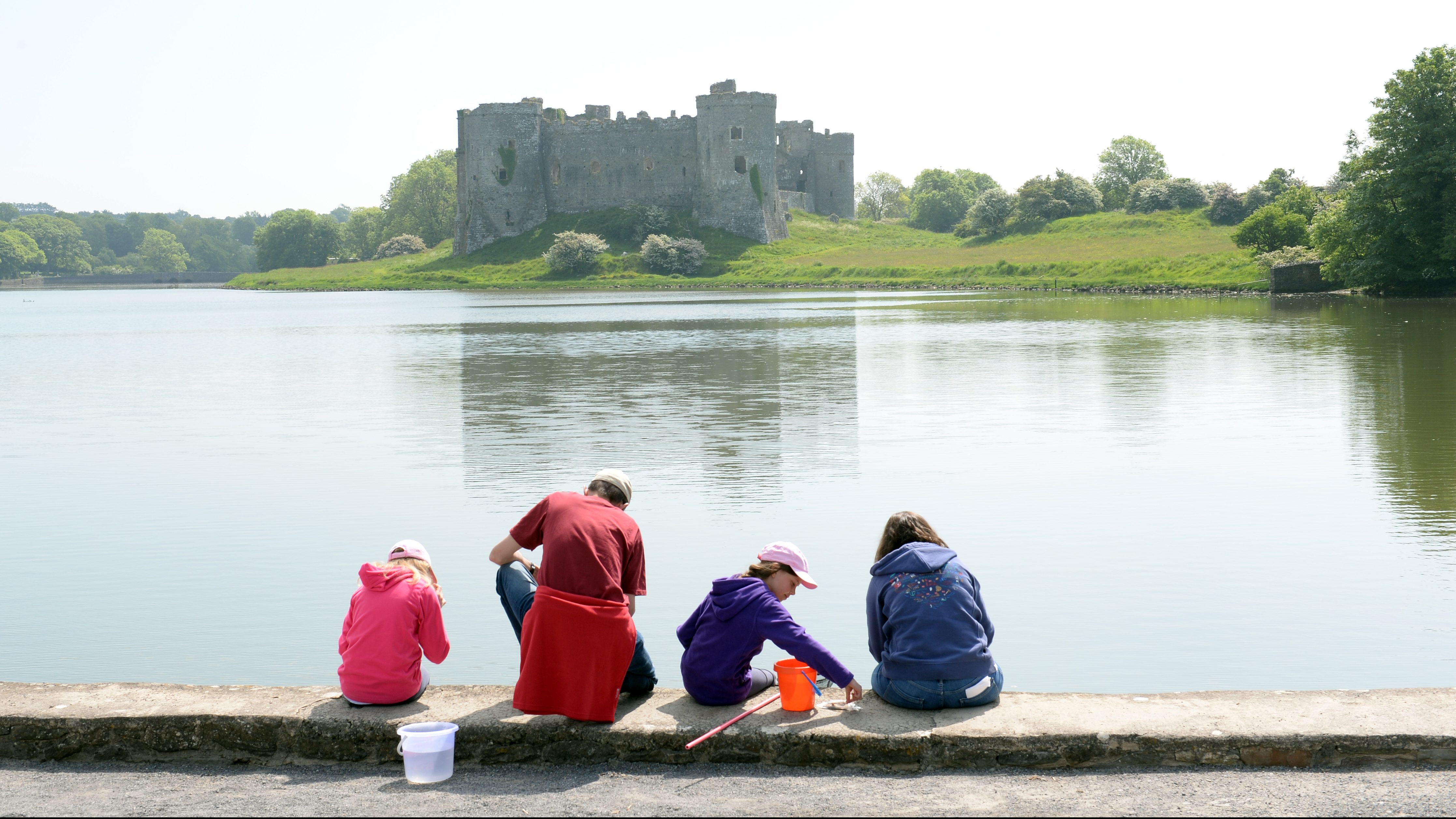 Crab catching on Carew Causeway