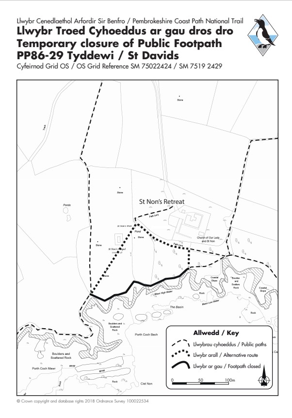 St Non's Temporary Coast Path Closure (November 2018)