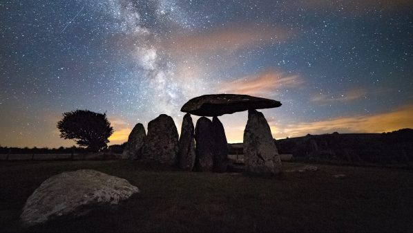 Star trails at Pentre Ifan burial chamber