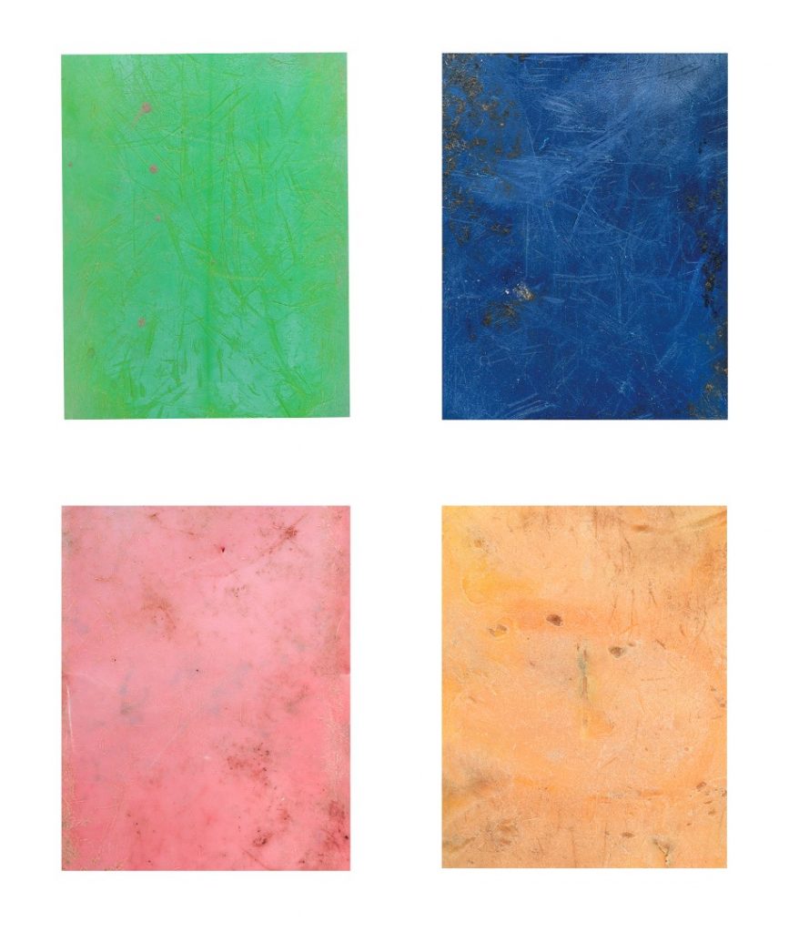 Cynwysyddion Haniaethol, Gwyrdd, Glas, Pinc ac Oren, Niwgwl, Sir Benfro, Cymru 2015