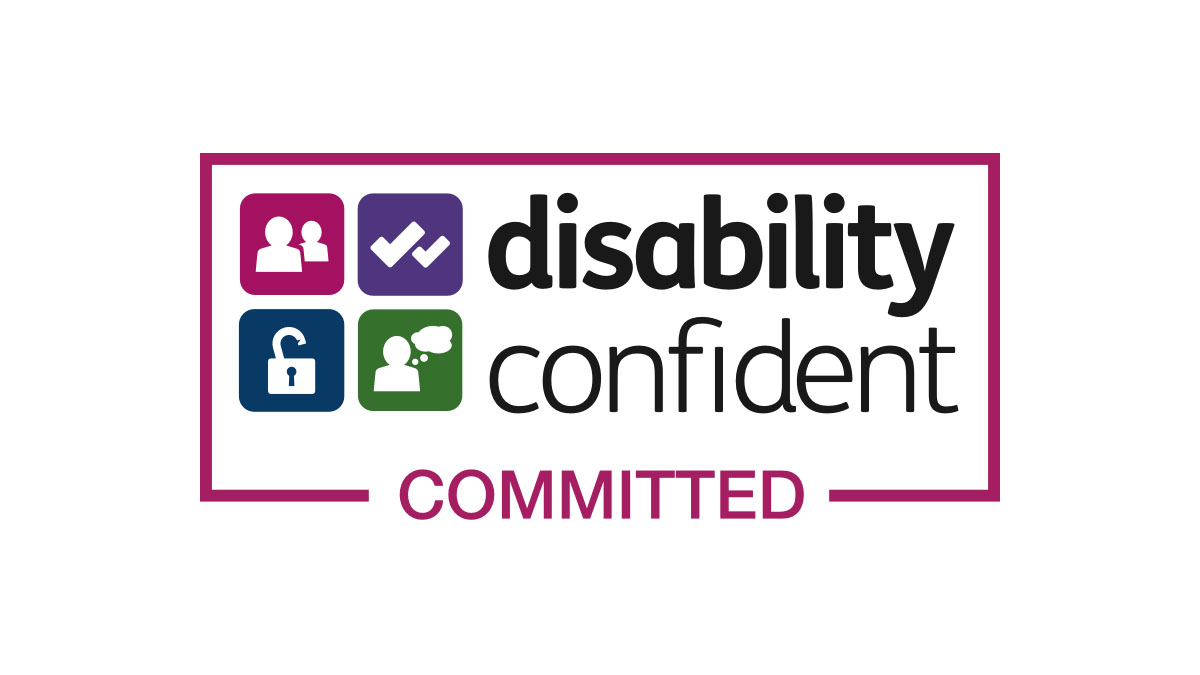 Logo that reads 'Disability Confident Committed '