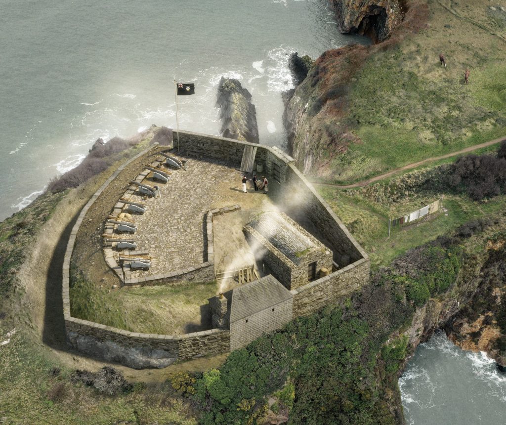 3d reconstruction of Fishguard Fort as it looked in 1797, at the time of the Last Invasion of Britain