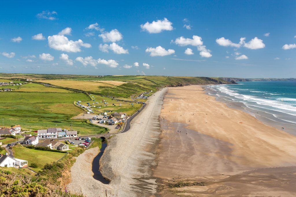 Image of Newgale Beach landscape including the car park