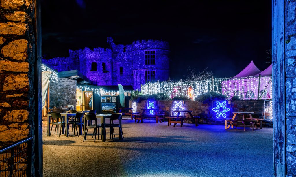 Carew Castle and walled garden illuminations