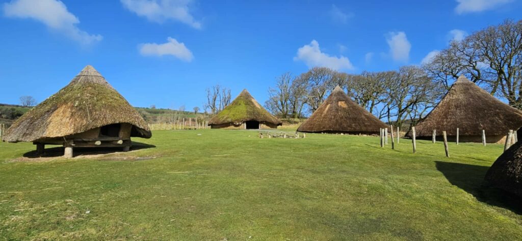 A row of four Iron Age round houses