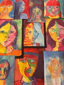 Various pieces of artwork created by pupils at Ysgol Penrhyn Dewi